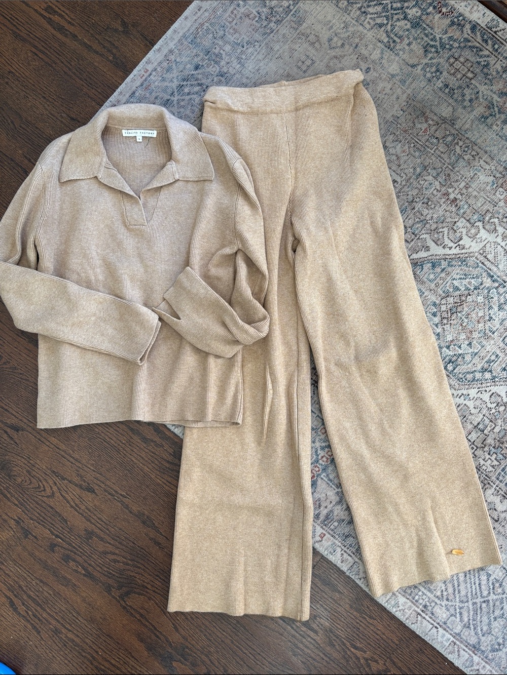 English Factory Wide Leg Sweater Set